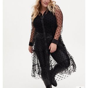 Torrid- Polka Dot Mesh Duster